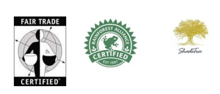 Volcanica Certified Coffee Seals: Fair Trade, Organic and Shade Grown